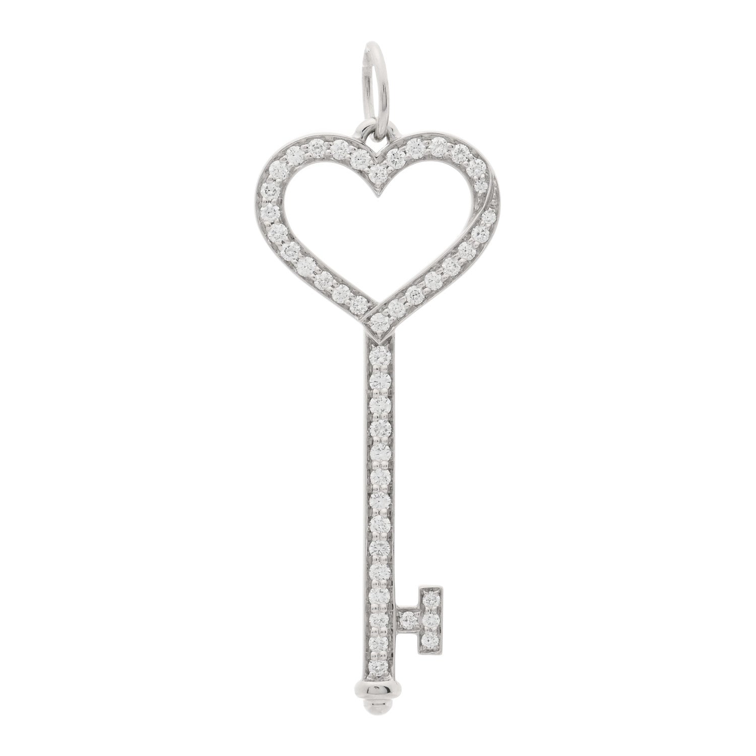 Tiffany Platinum Diamond Heart Key Pendant 1 of 3