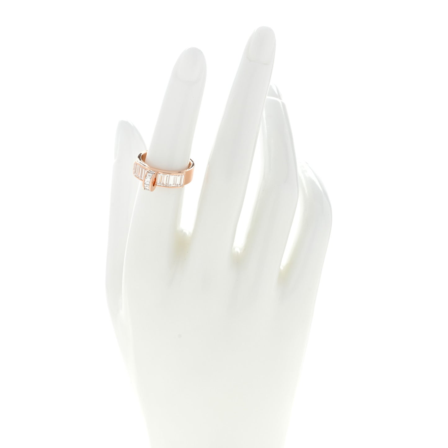 18K Rose Gold Diamond PM Kellymorphose Baguettes Ring 51 5.75