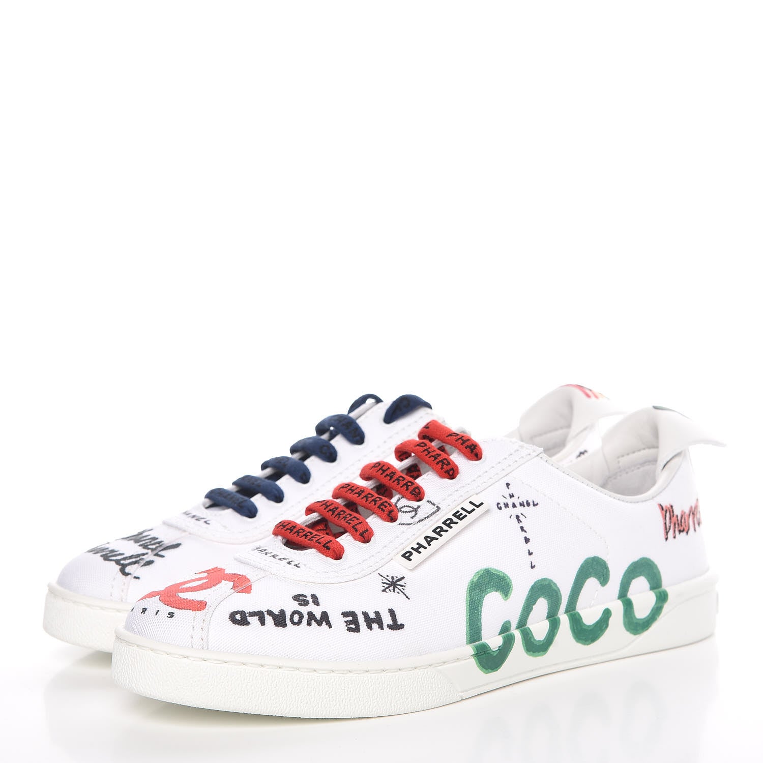 Chanel x Pharrell Williams Womens Canvas Sneakers 38.5 White 3 of 10