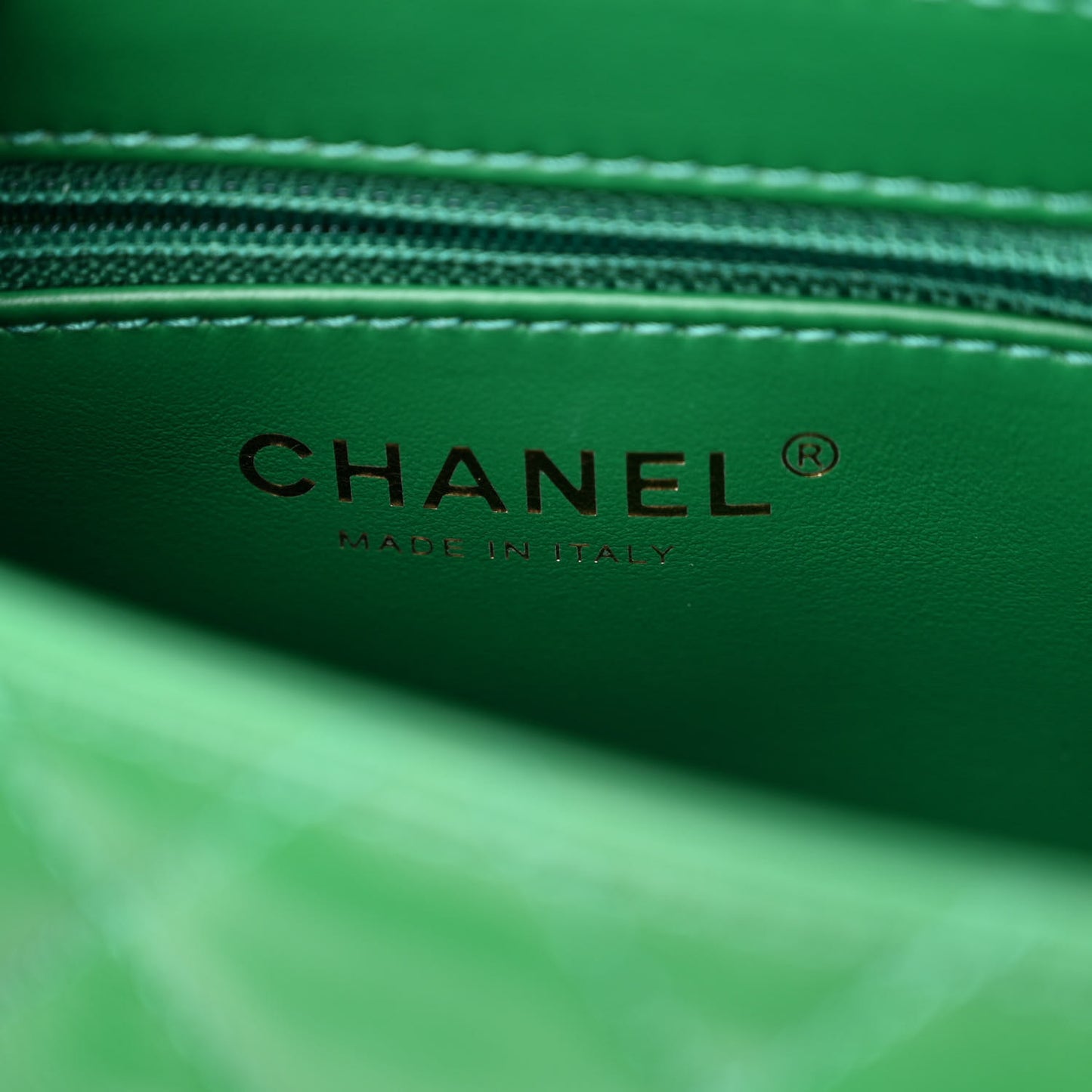 Shiny Aged Calfskin Quilted Nano Kelly Shopper Green