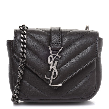 Saint Laurent Sheepskin Matelasse Chevron Monogram Mini College Bag Dark Anthracite 1 of 8