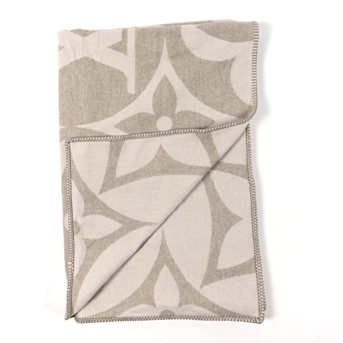 Wool Cashmere Monogram Blanket Beige