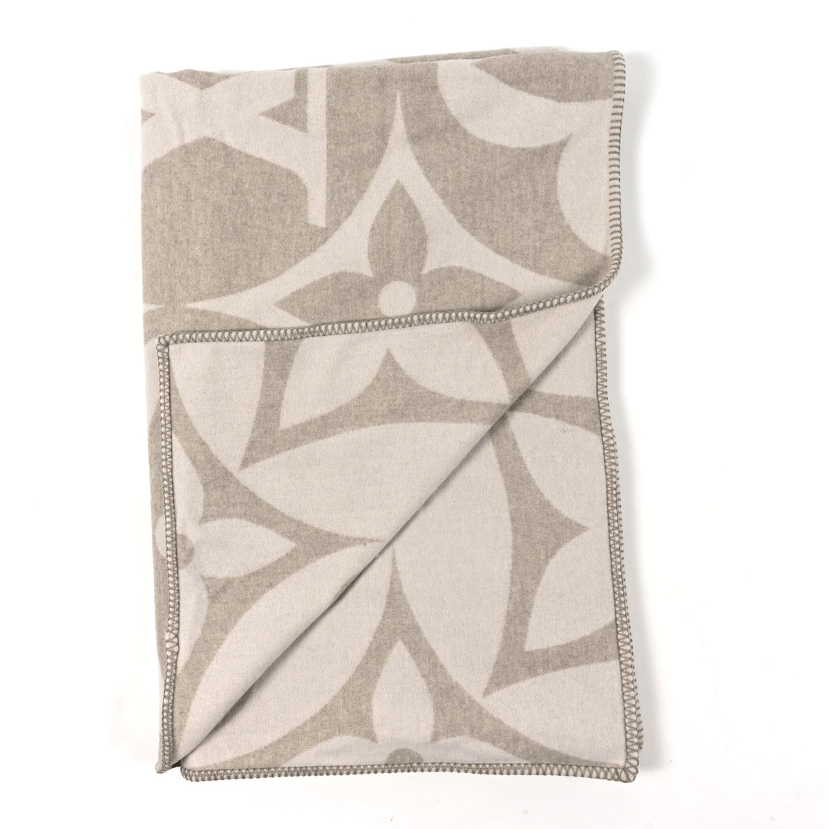 Louis Vuitton Wool Cashmere Monogram Blanket Beige 2 of 3