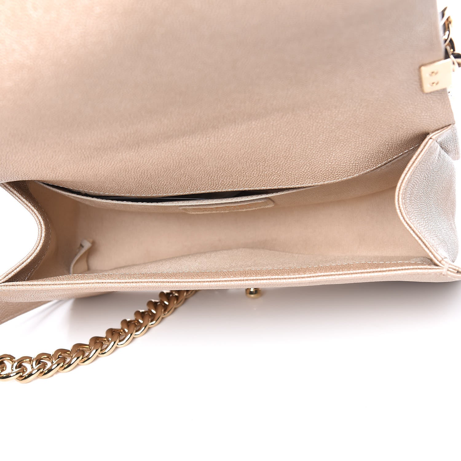Chanel Metallic Caviar Chevron Quilted Medium Boy Flap Light Beige 7 of 11