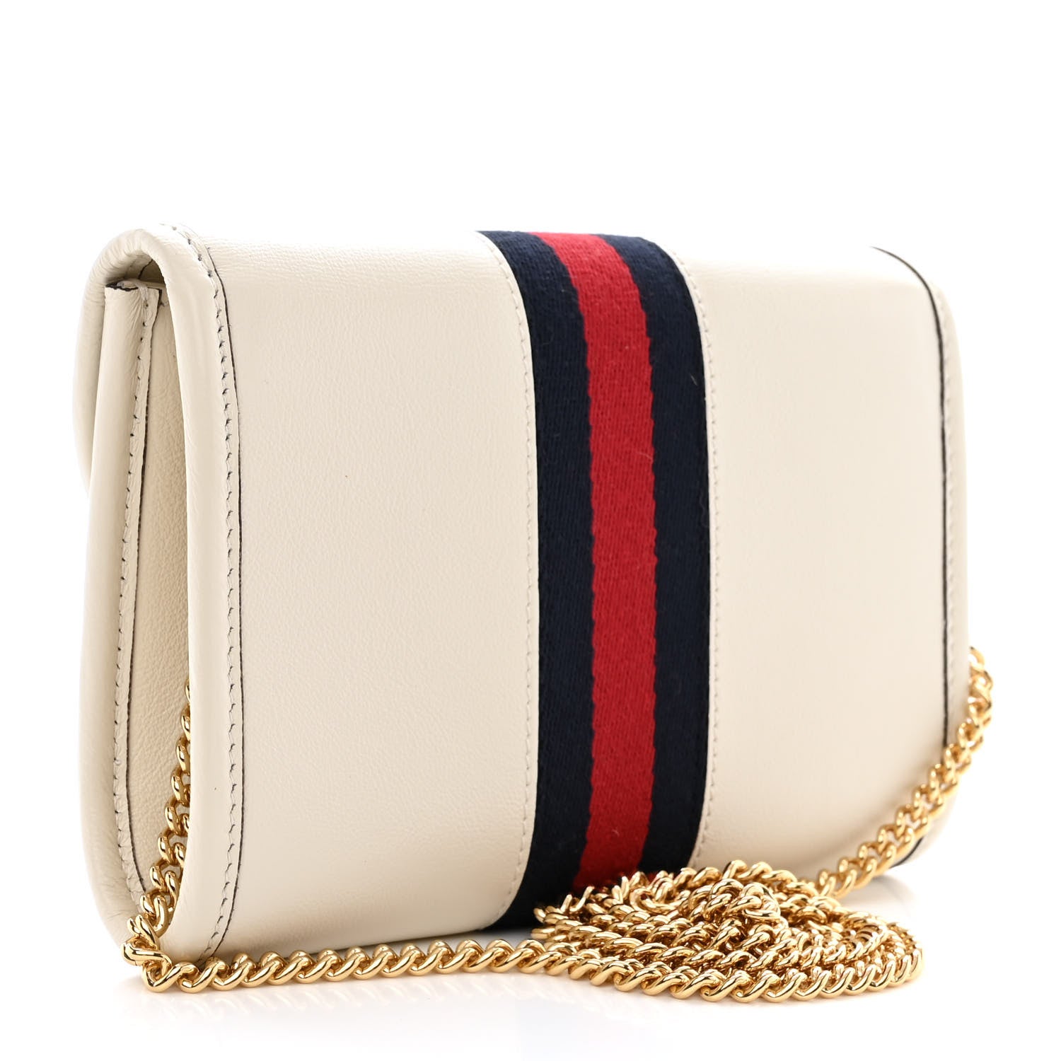 Gucci Textured Calfskin Web Mini Rajah Slim Flap Shoulder Bag Mystic White 3 of 10