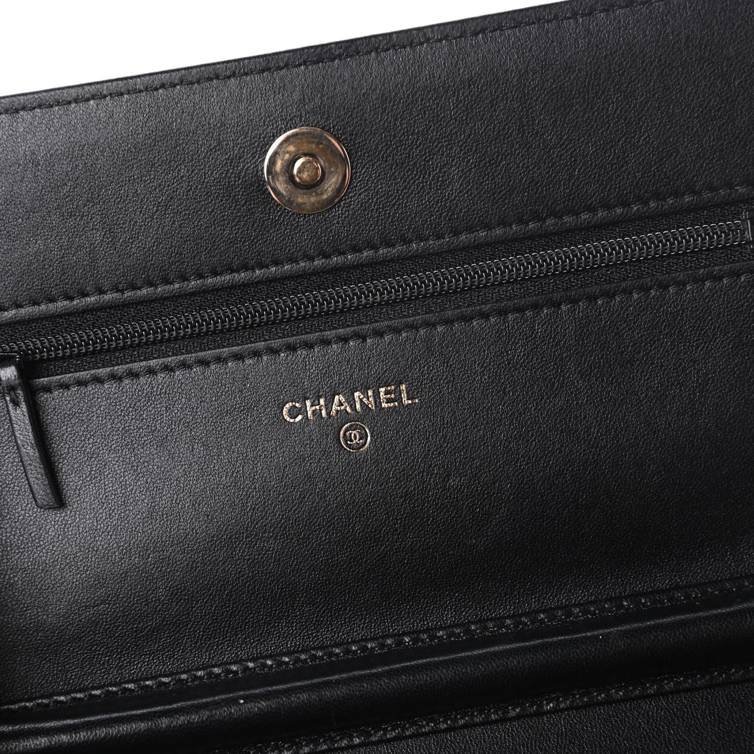 Chanel Lambskin Quilted Chain Around Wallet On Chain WOC Black 8 of 12