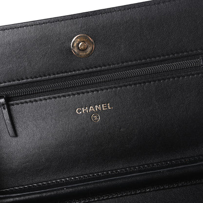 Chanel Lambskin Quilted Chain Around Wallet On Chain WOC Black 8 of 12