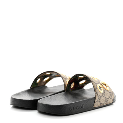 Gucci GG Supreme Monogram Slide Sandals 38 Beige 4 of 9