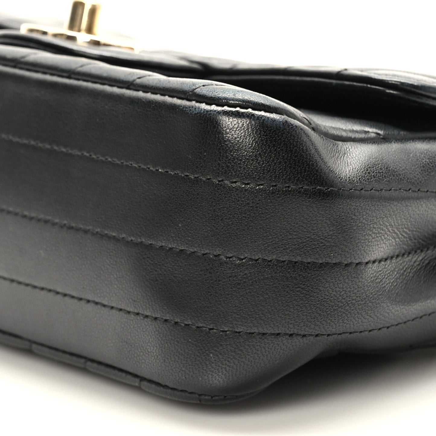 Lambskin Chevron Quilted Mini Rectangular Flap Black