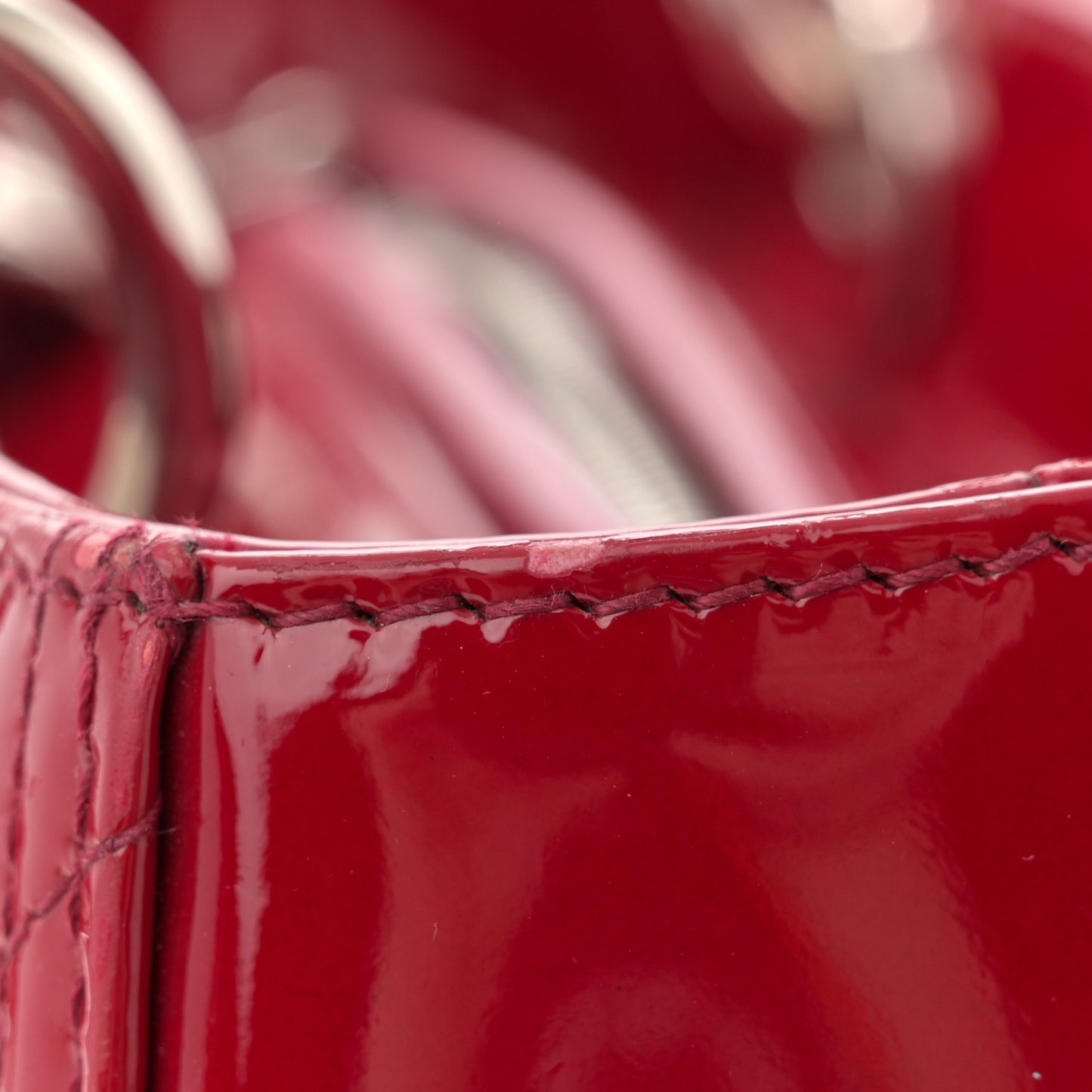Patent Cannage Medium Lady Dior Red