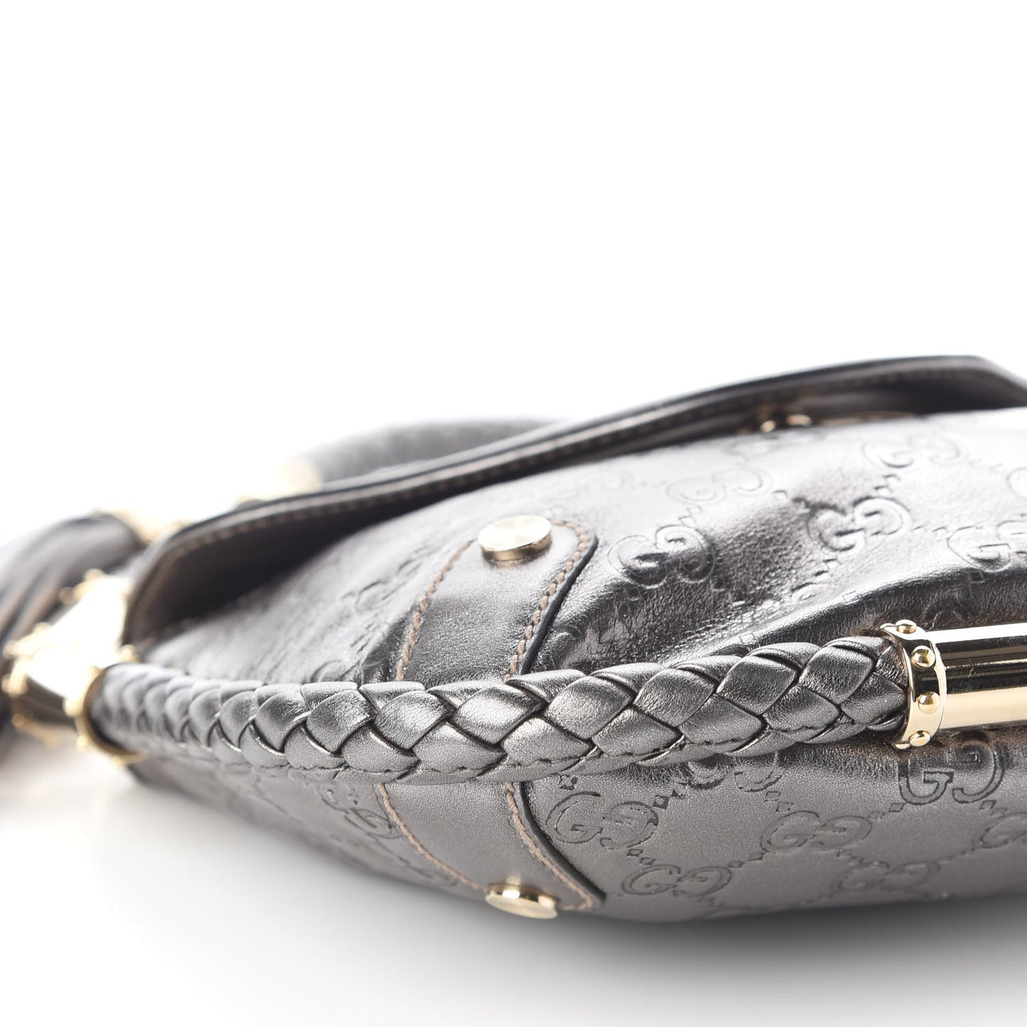 Guccissima Small Britt Tassel Shoulder Bag Silver