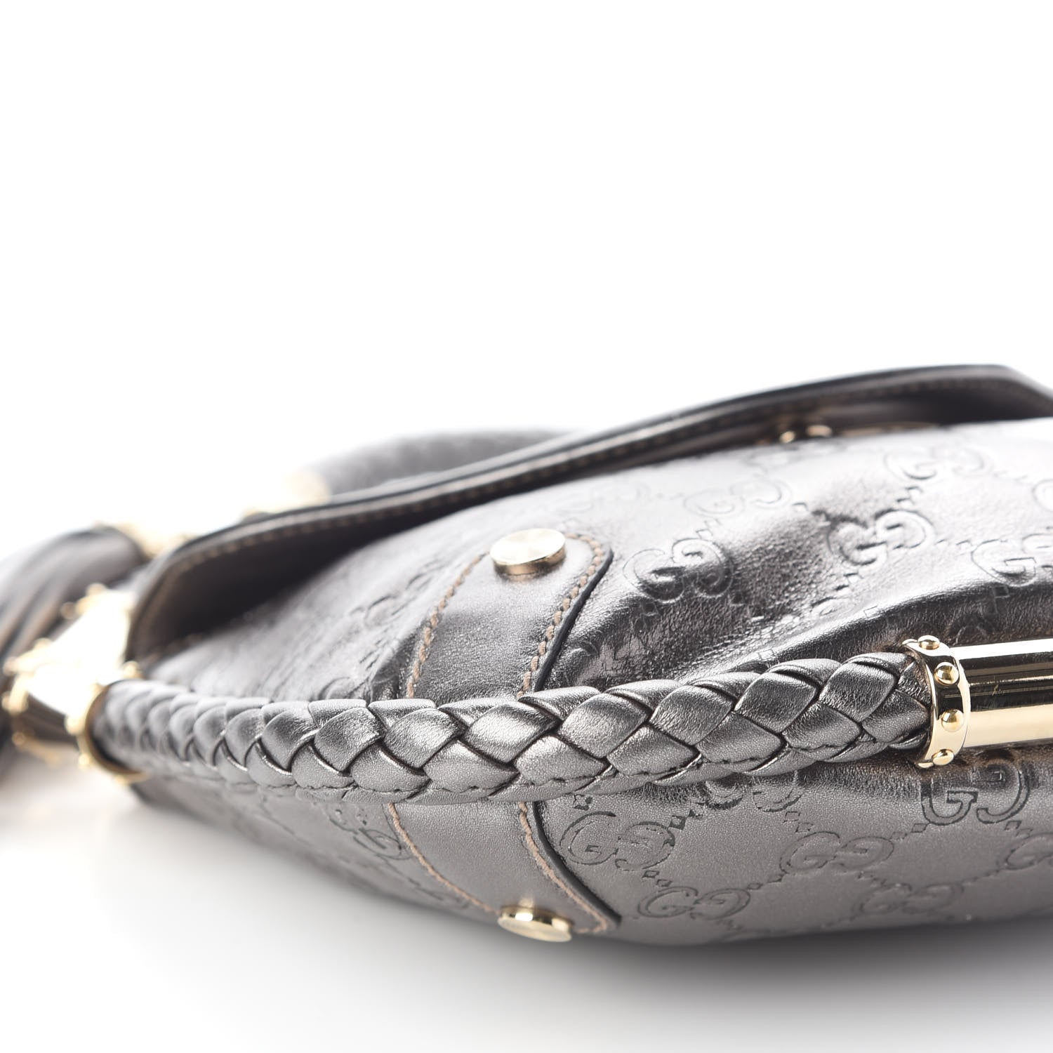 Gucci Guccissima Small Britt Tassel Shoulder Bag Silver 7 of 9