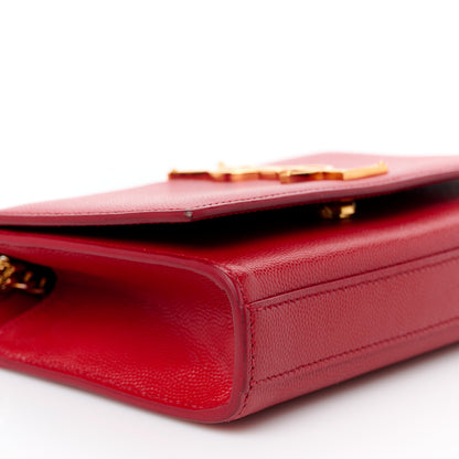 Saint Laurent Grain De Poudre Small Monogram Kate Satchel Red 10 of 11
