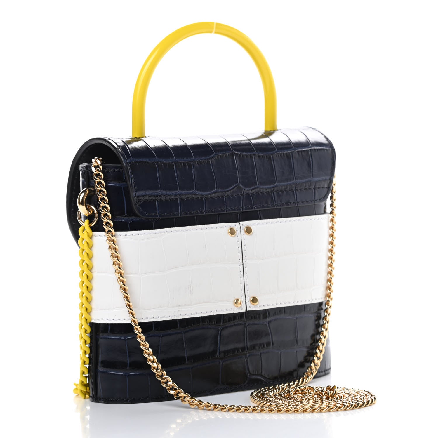 Chloe Calfskin Crocodile Embossed Small Aby Lock Full Blue 3 of 11