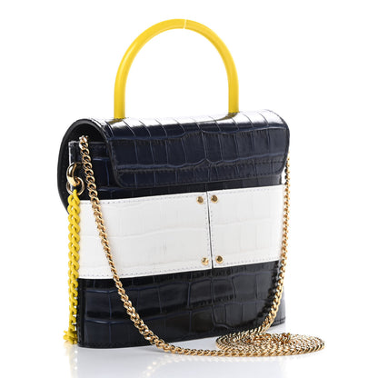 Chloe Calfskin Crocodile Embossed Small Aby Lock Full Blue 3 of 11