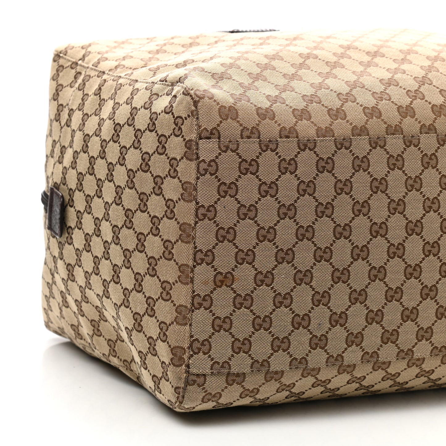 GG Monogram Web Large Collapsible Carry On Duffle Beige Brown
