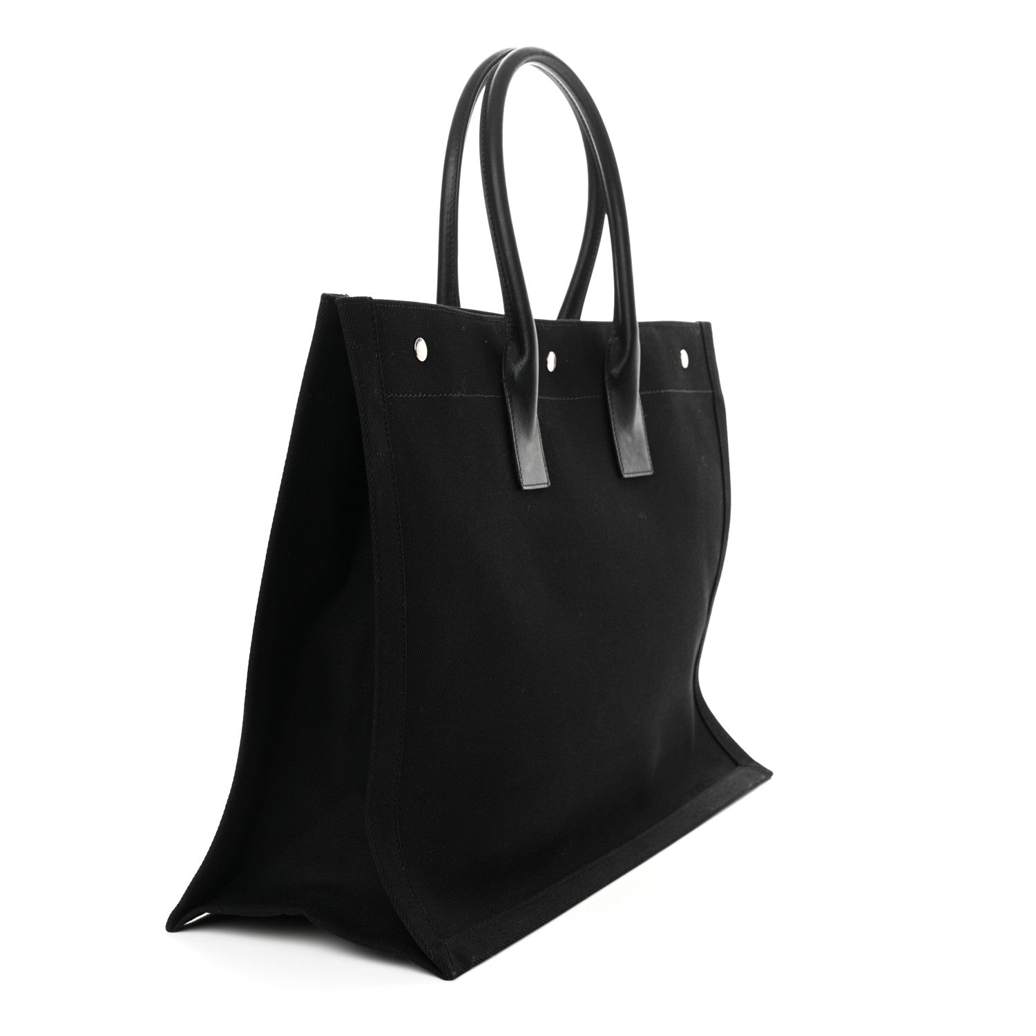 Saint Laurent Linen Calfskin Rive Gauche Tote Black 3 of 10