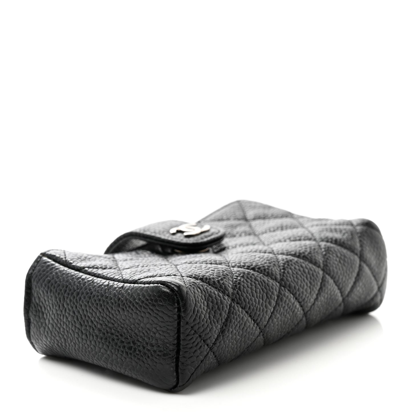 Caviar Quilted Mini Phone Holder Clutch Black