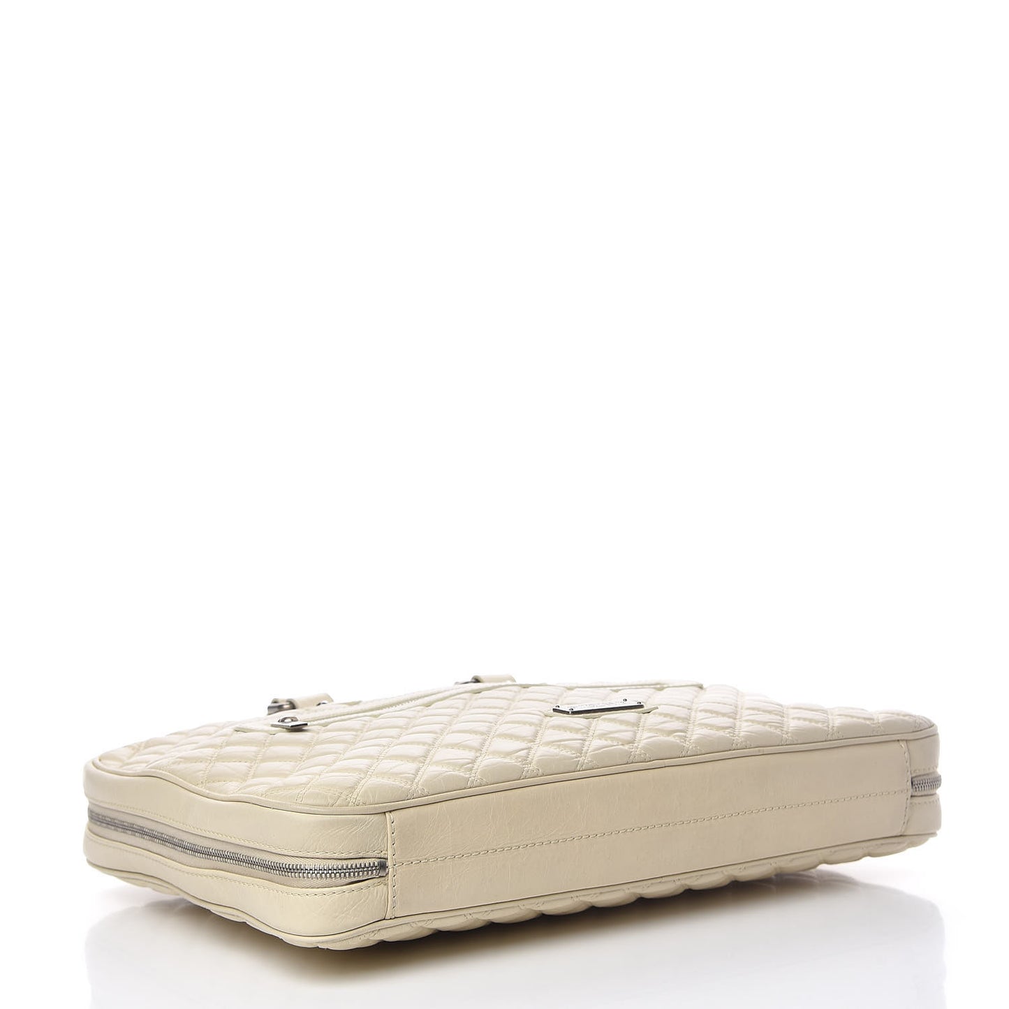 Aged Calfskin Quilted Paris New York PNY Laptop Bag Ivory