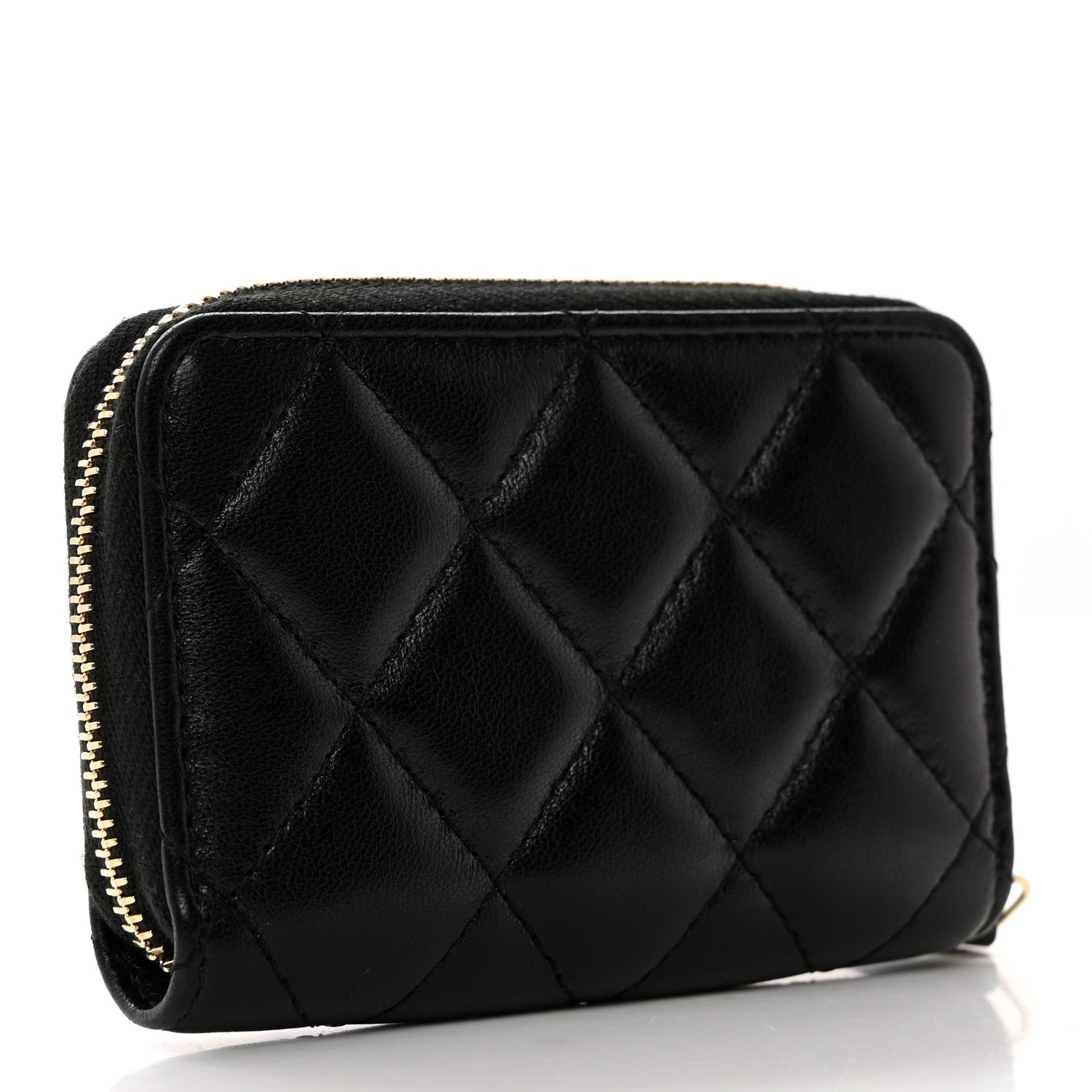 Chanel Lambskin Quilted French New Wave Zip Coin Purse Black 3 of 8