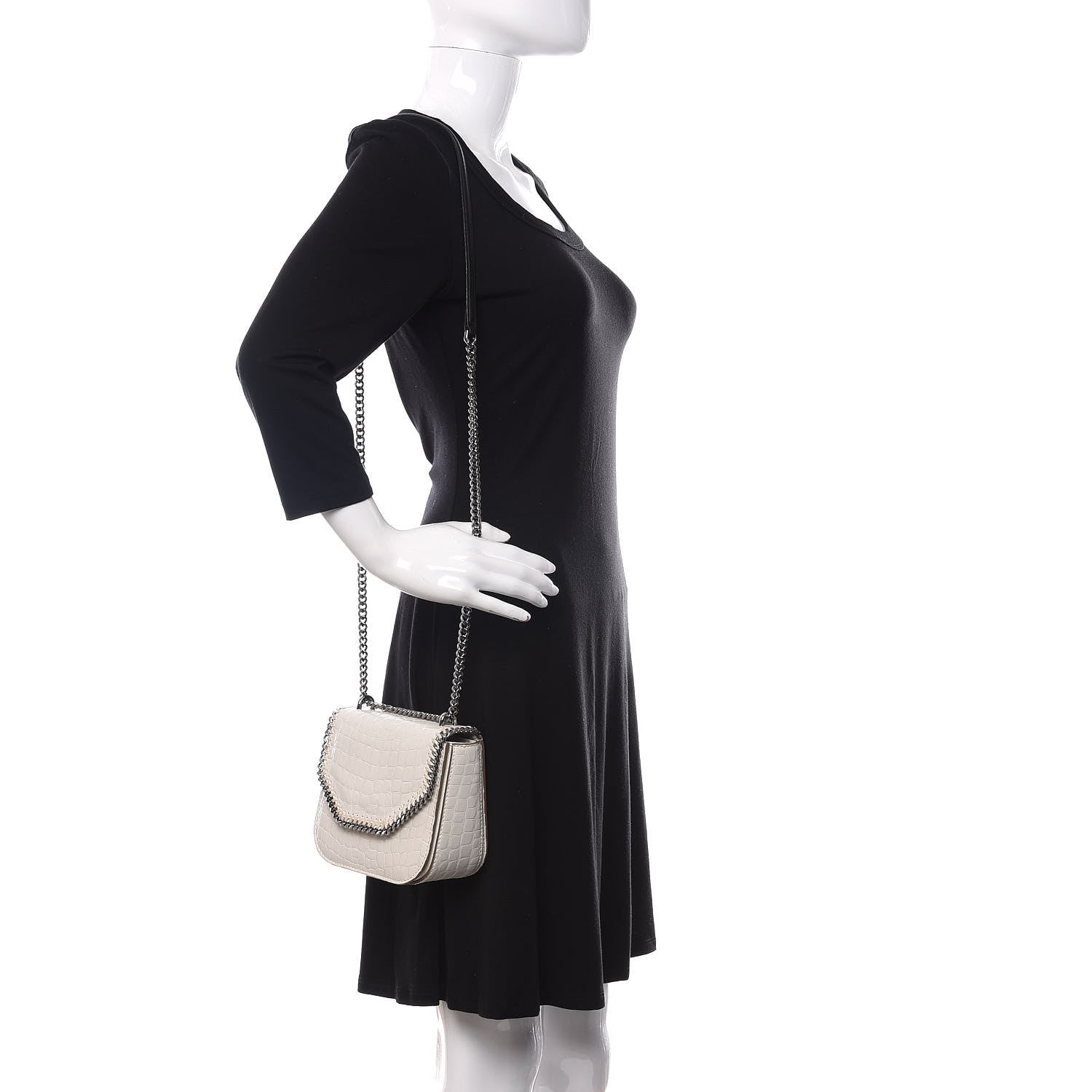 Stella McCartney Embossed Crocodile Effect Medium Falabella Box Shoulder Bag Ivory 2 of 13