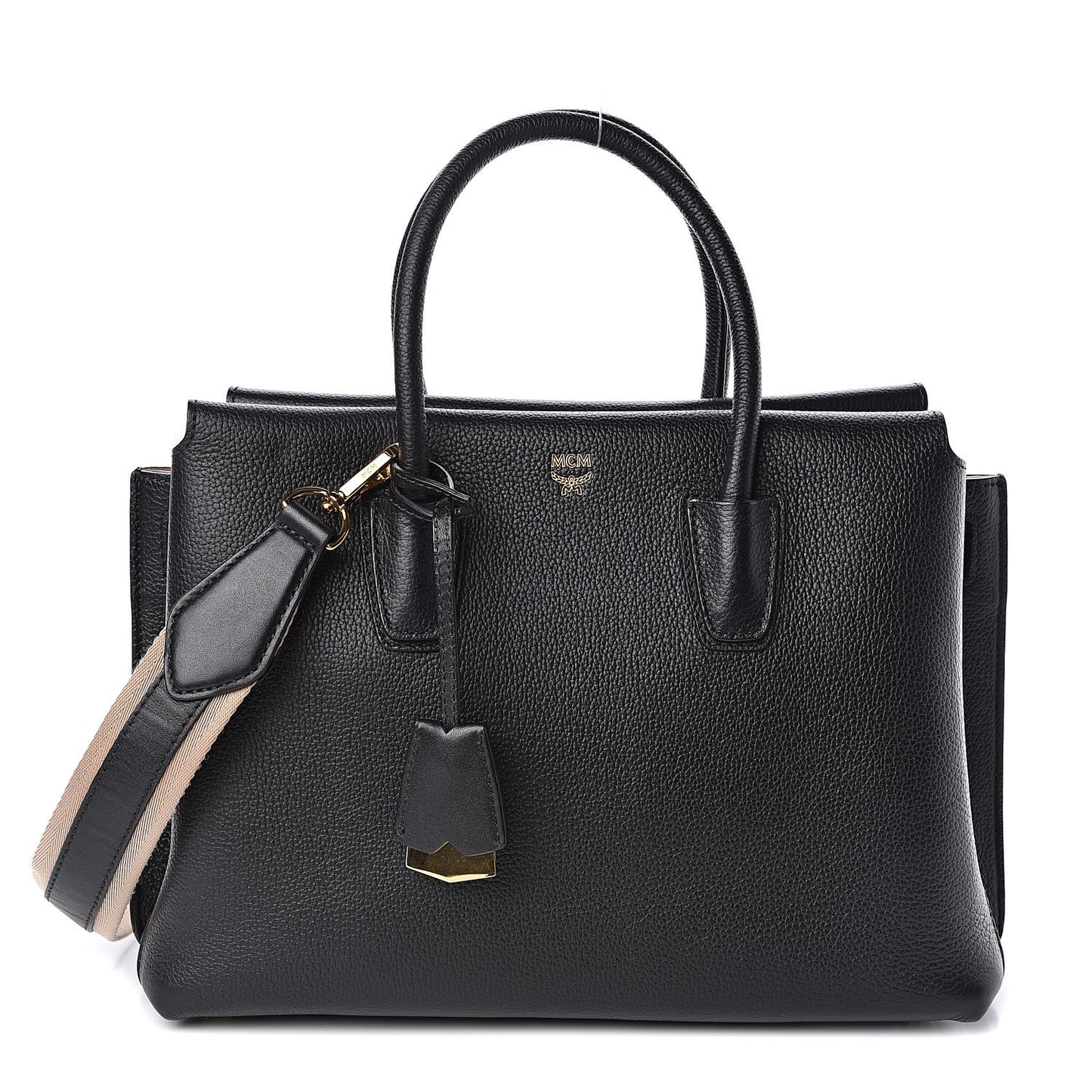 Grained Calfskin Medium Milla Tote Black