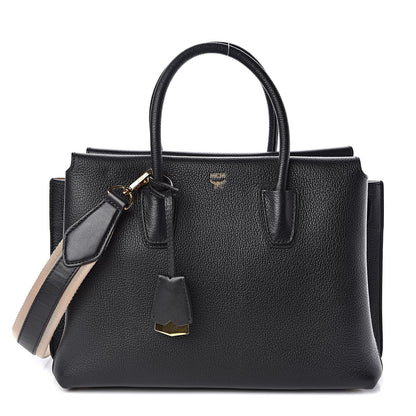 MCM Grained Calfskin Medium Milla Tote Black 1 of 9
