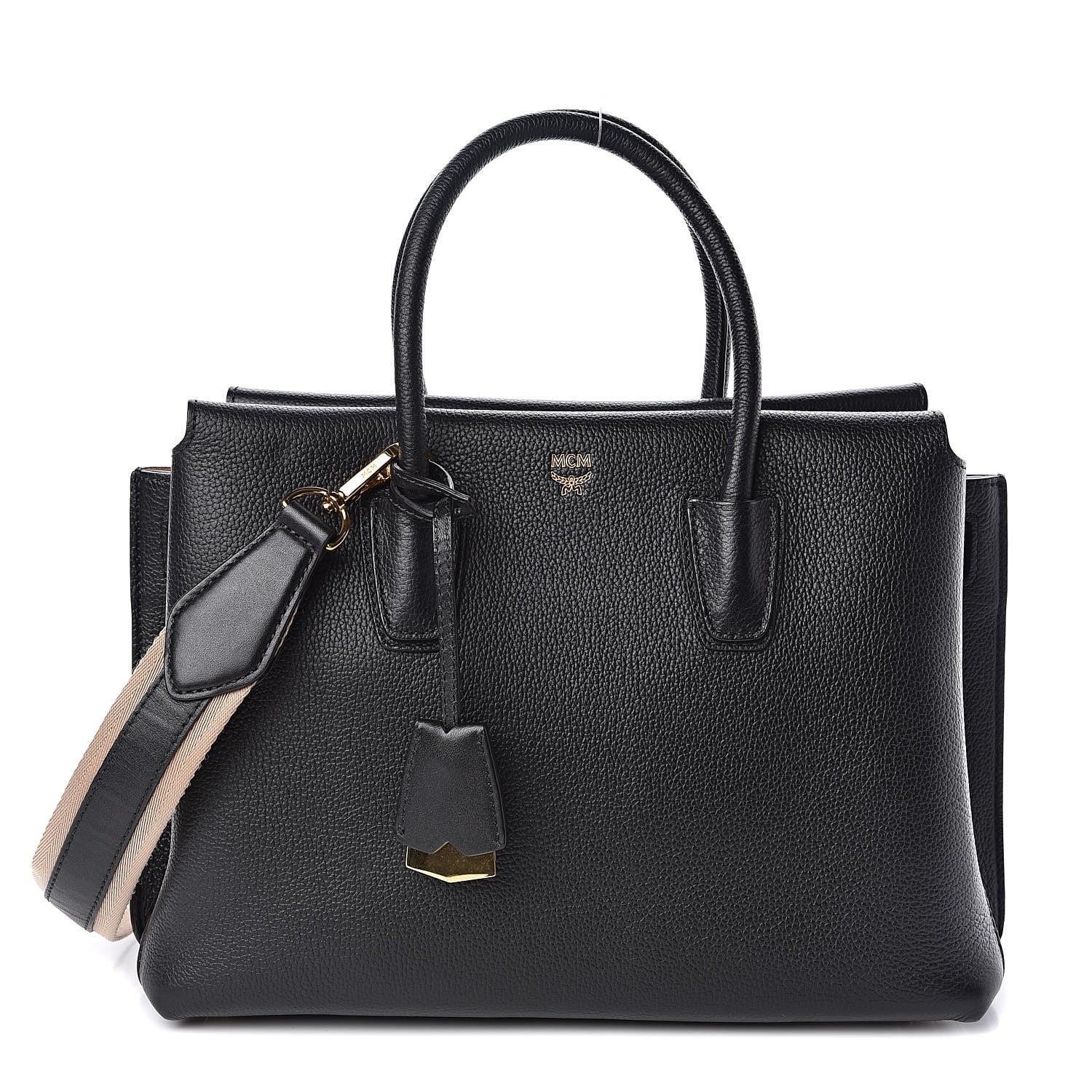MCM Grained Calfskin Medium Milla Tote Black 1 of 9