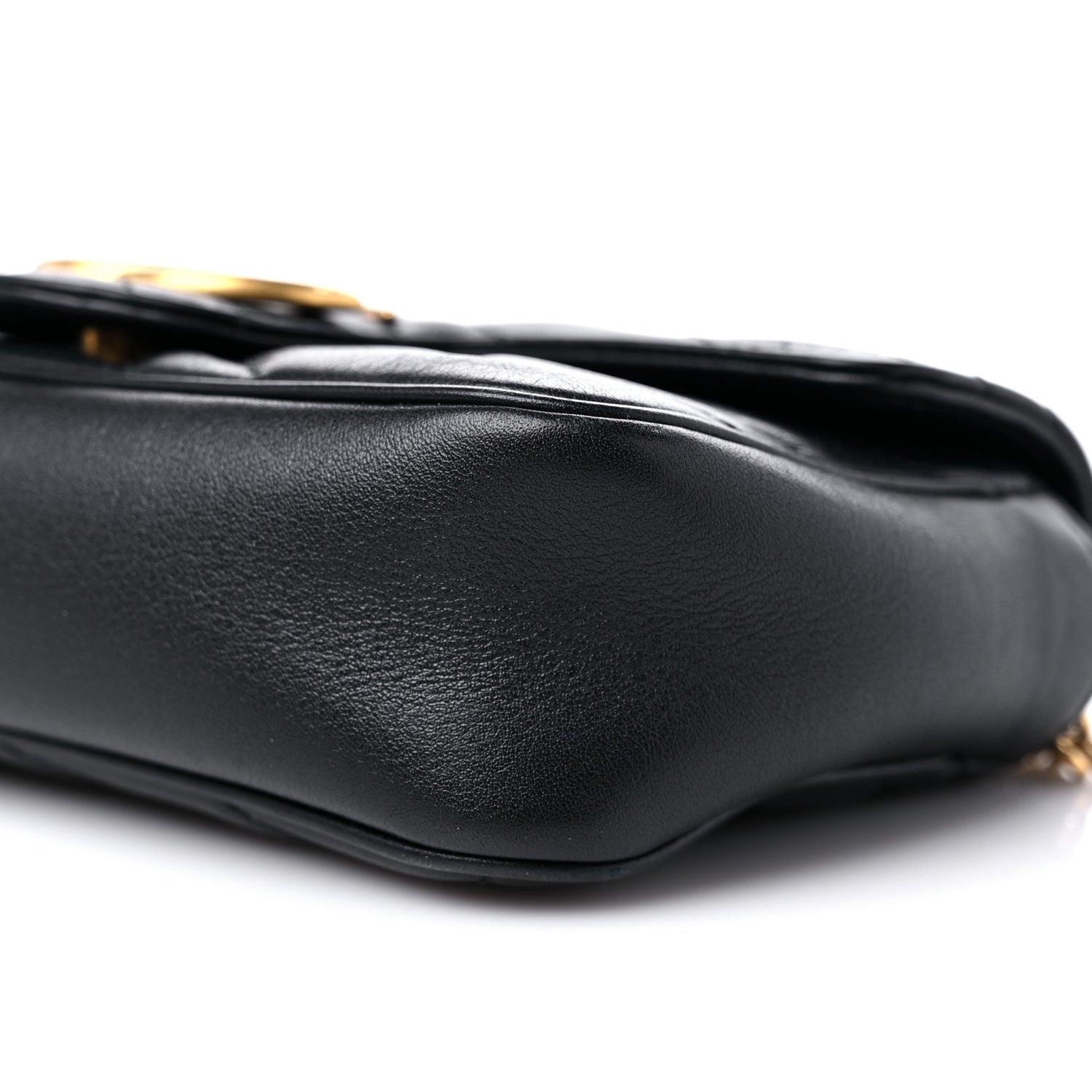 Gucci Calfskin Matelasse Super Mini GG Marmont Shoulder Bag Black 9 of 12