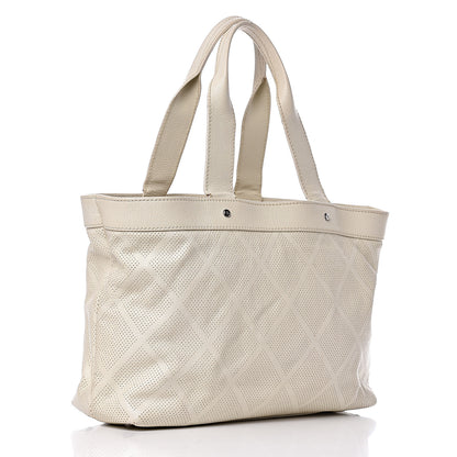 Chanel Goatskin Perforated Large CC Tote White 3 of 22