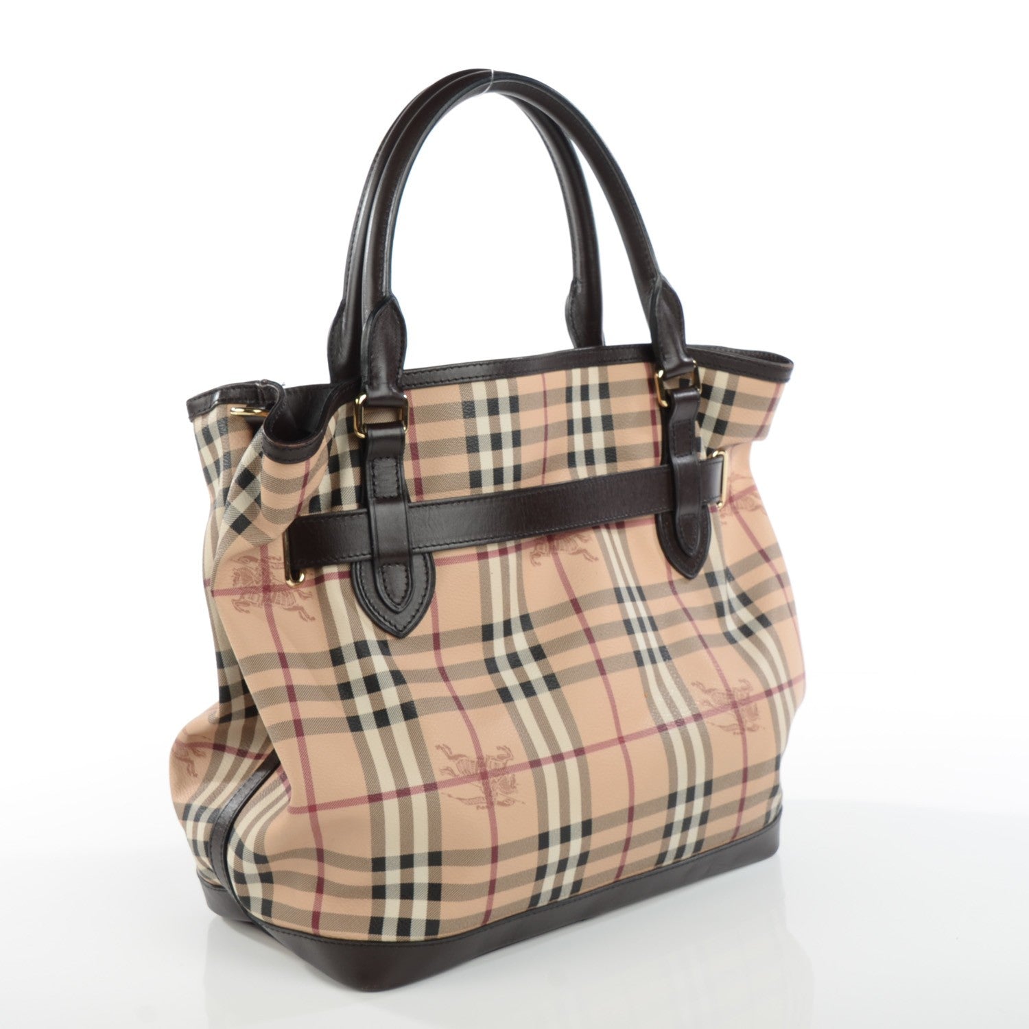 Burberry Haymarket Check Medium Golderton Tote Chocolate 3 of 9