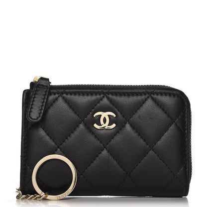 Chanel Lambskin Quilted Key Holder Case Black 1 of 14