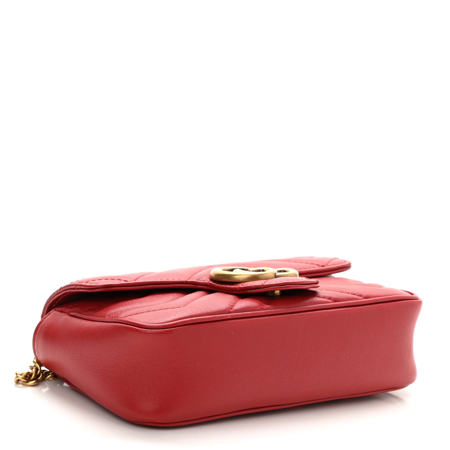 Calfskin Matelasse Super Mini GG Marmont Shoulder Bag Hibiscus Red