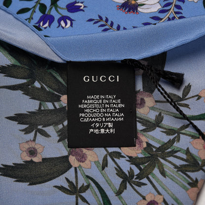 Gucci Silk Twill New Flora Square Scarf Bluette 5 of 5