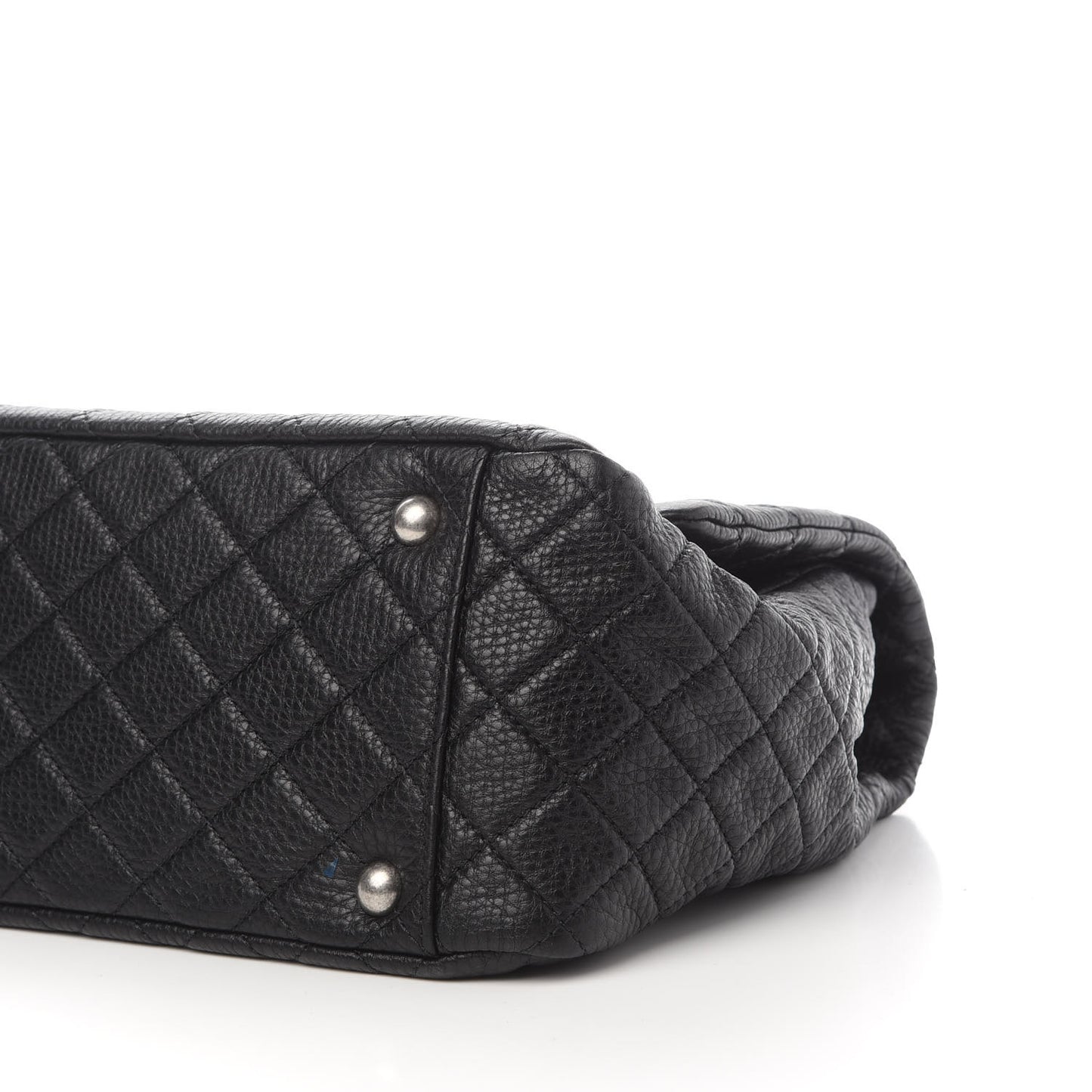 Calfskin Quilted XXL Travel Flap Bag Black