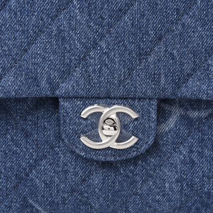 Chanel Denim Quilted CC Print Jumbo Single Flap Blue 10 of 11