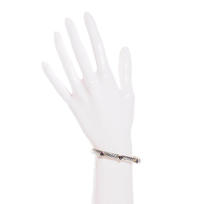 David Yurman Sterling Silver 18k Yellow Gold Amethyst 7mm Renaissance Station Bracelet M 2 of 5