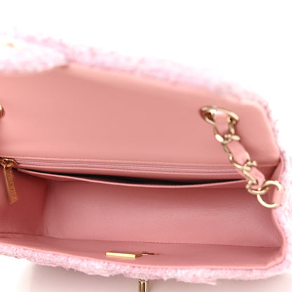 Chanel Tweed Quilted Mini Rectangular Flap Light Pink White 5 of 11