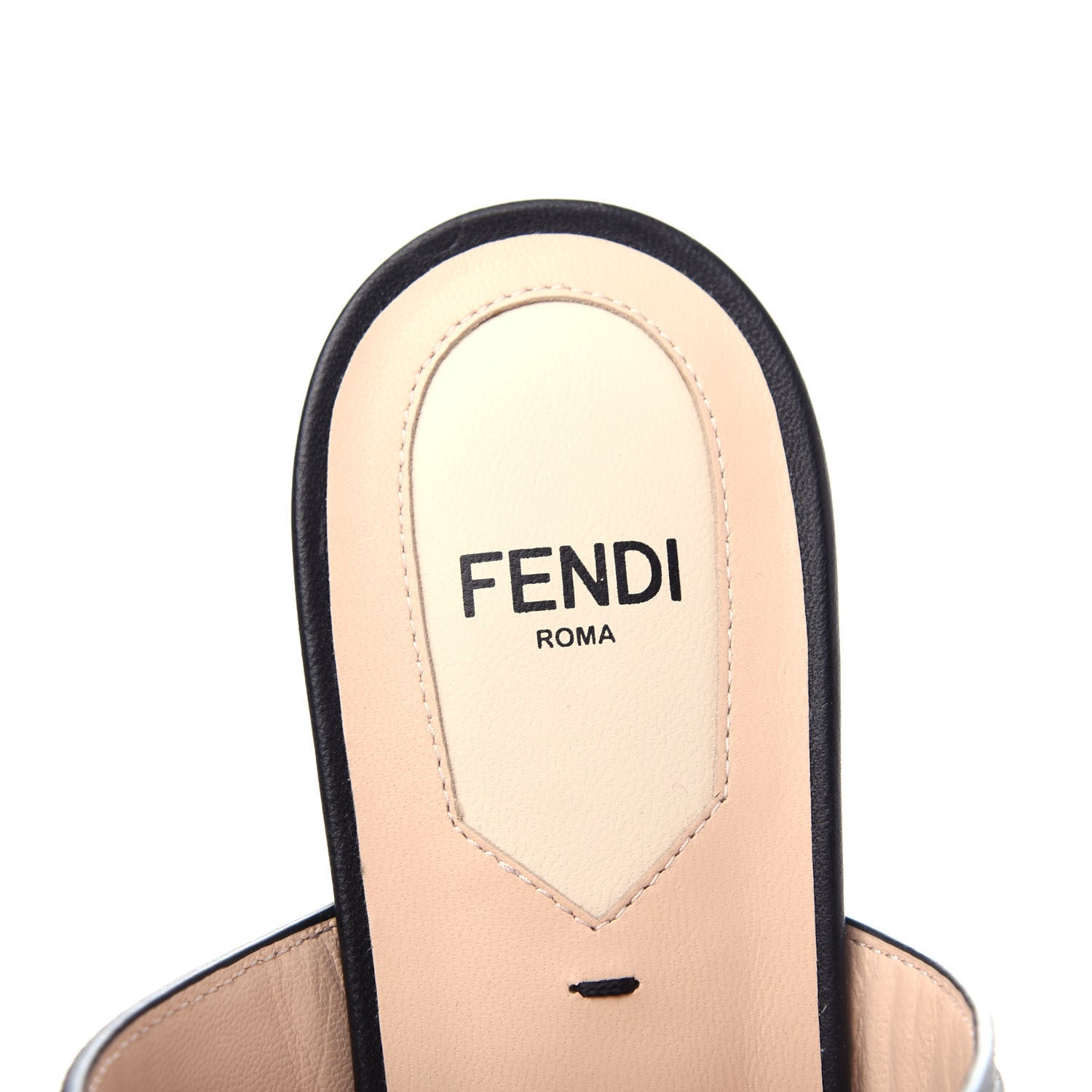 Fendi Vitello FF Embossed Buckle Flat Mules 37 Maya Black 10 of 12