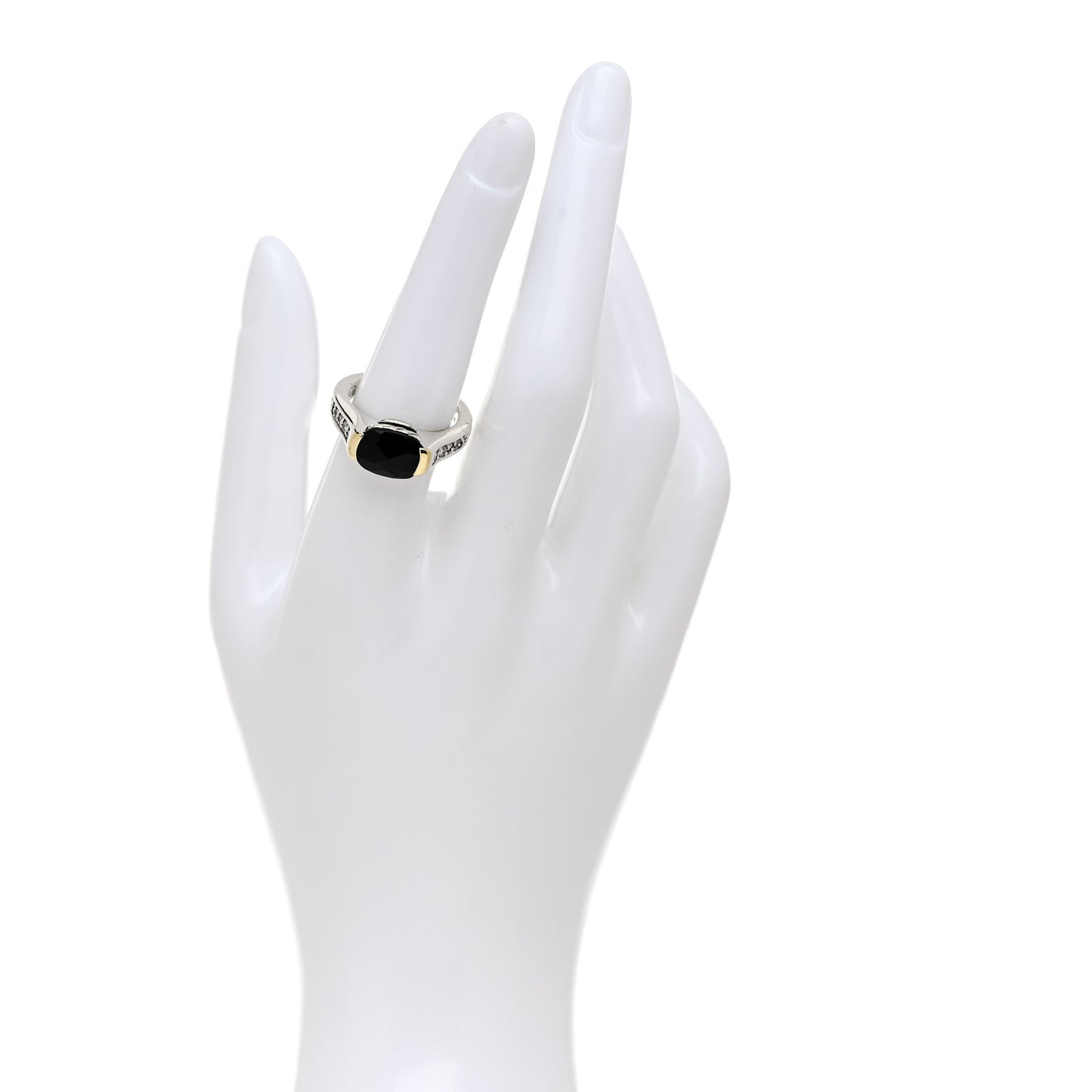 Sterling Silver 18K Yellow Gold Black Onyx Ring 54 7
