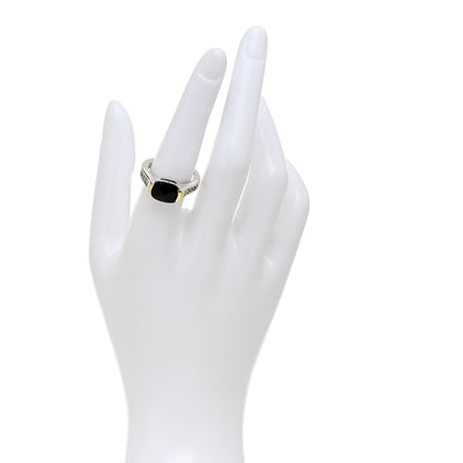David Yurman Sterling Silver 18K Yellow Gold Black Onyx Ring 54 7 2 of 5