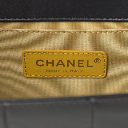 Chanel Calfskin Crocodile Embossed Graffiti Cocodile Medium Boy Flap Black 6 of 13