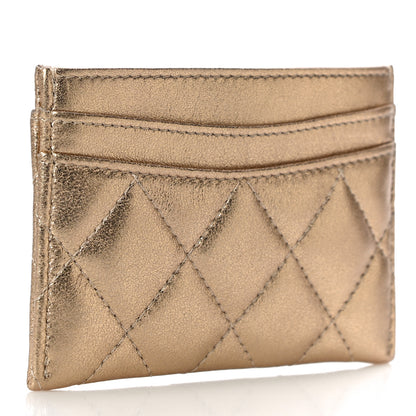 Chanel Metallic Lambskin Quilted CC Card Holder Gold 3 of 11