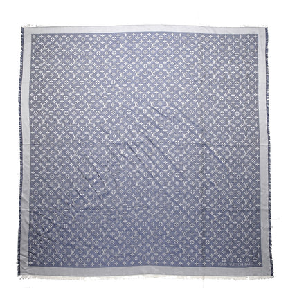 Louis Vuitton Silk Wool Monogram Denim Shawl Blue 1 of 5