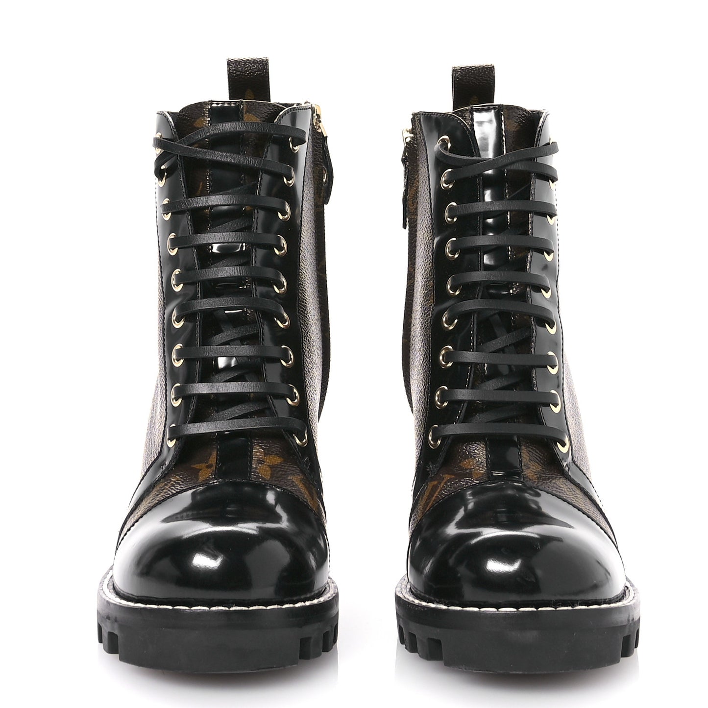 Patent Calfskin Monogram Star Trail Ankle Boots 40 Black