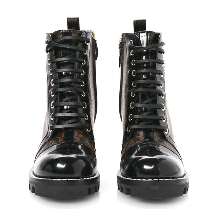 Louis Vuitton Patent Calfskin Monogram Star Trail Ankle Boots 40 Black 2 of 7