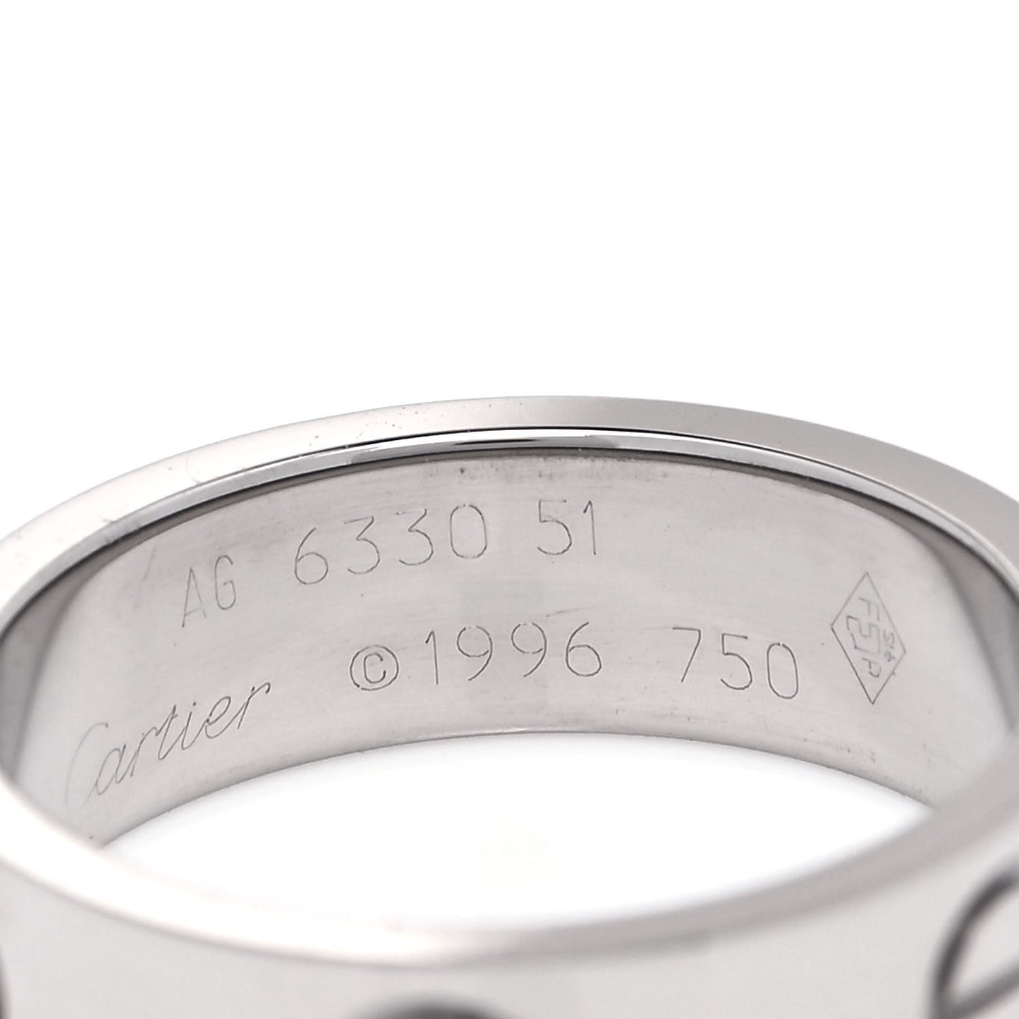 18K White Gold 5.5mm LOVE Ring 51 5.75