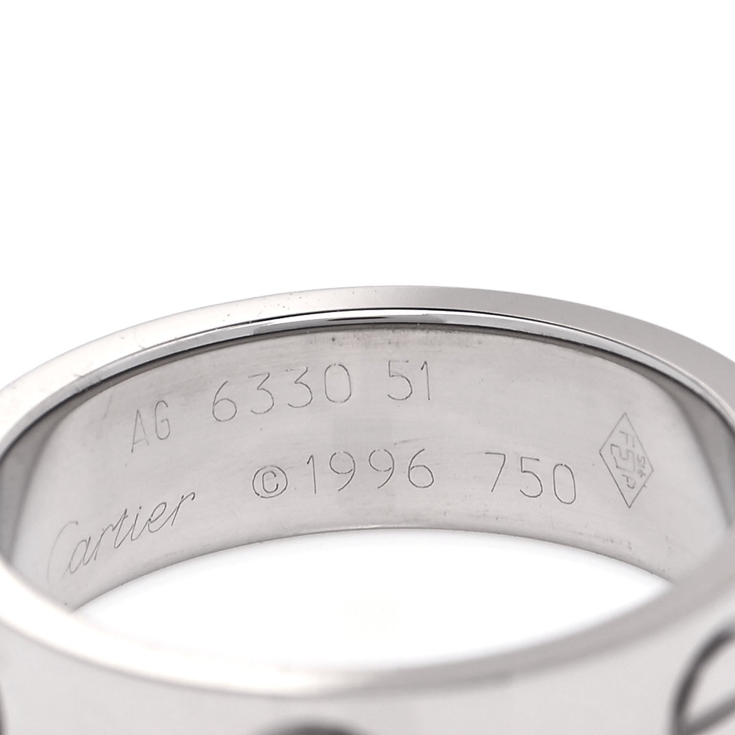 Cartier 18K White Gold 5.5mm LOVE Ring 51 5.75 4 of 4