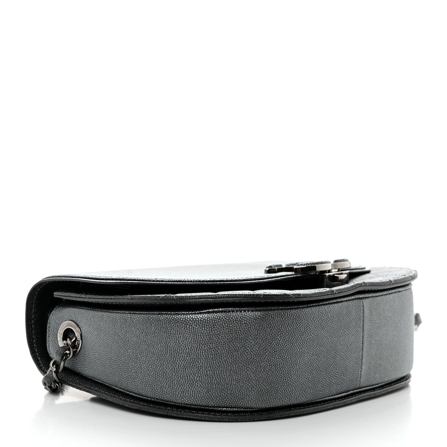 Metallic Caviar Quilted Medium Coco Curve Messenger Flap Black Ruthenium