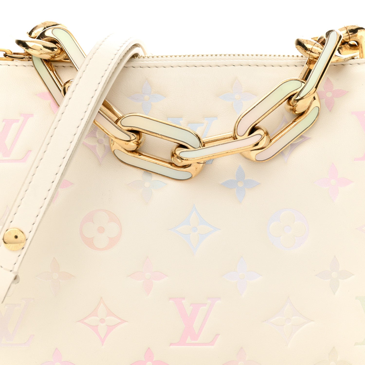 Louis Vuitton Lambskin Monogram Embossed Coussin BB Quartz Multicolor 7 of 11